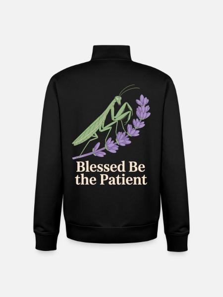 Praying mantis with lavender - Unisex Organic Zip Sweatshirt by Stanley/Stella - black
