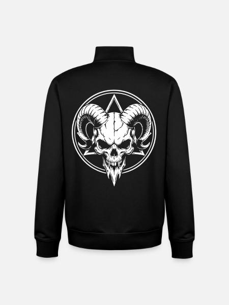 Skull with Horns Ram Skull - Unisex Organic Zip Sweatshirt by Stanley/Stella - black
