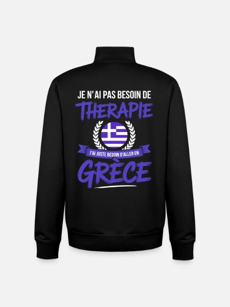Besoin de Grèce Pas de thérapie - Sweat zippé unisexe en coton bio Stanley/Stella - noir