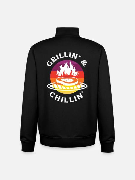 Grillin And Chillin Funny Grill Master - Unisex Organic Zip Sweatshirt by Stanley/Stella - black
