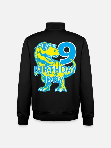 DINO 9 YEARS DINOSAUR 9TH BIRTHDAY - Unisex Organic Zip Sweatshirt by Stanley/Stella - black