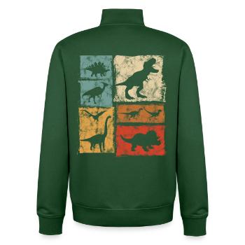 Graphisme de types de dinosaures rétro - Dinos mignons - Sweat zippé unisexe en coton bio Stanley/Stella - vert bouteille - Dos - AI Model Male 185 dark (185cm)