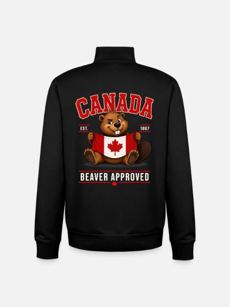Canada Beaver Flag EST 1867 - Unisex Organic Zip Sweatshirt by Stanley/Stella - black