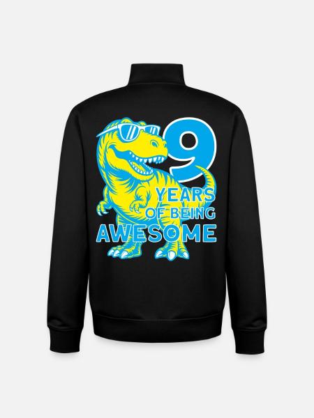 DINO 9 YEARS DINOSAUR 9TH BIRTHDAY - Unisex Organic Zip Sweatshirt by Stanley/Stella - black