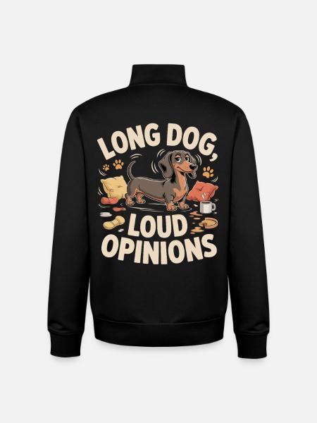 Dachshund with loud opinions - Unisex Organic Zip Sweatshirt by Stanley/Stella - black