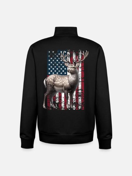 Sika Deer US Sikahirsch - Sweat zippé unisexe en coton bio Stanley/Stella - noir