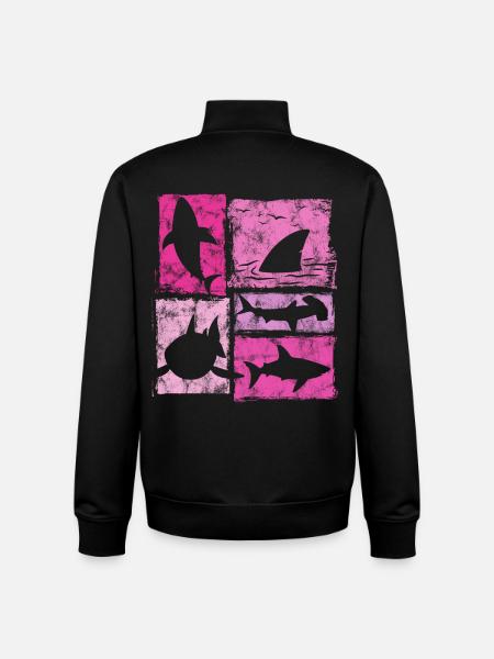 Graphisme Retro Silhouettes des Sharks - Sweat zippé unisexe en coton bio Stanley/Stella - noir