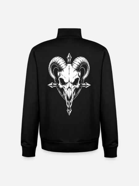 Skull with Horns Ram Skull - Unisex Organic Zip Sweatshirt by Stanley/Stella - black
