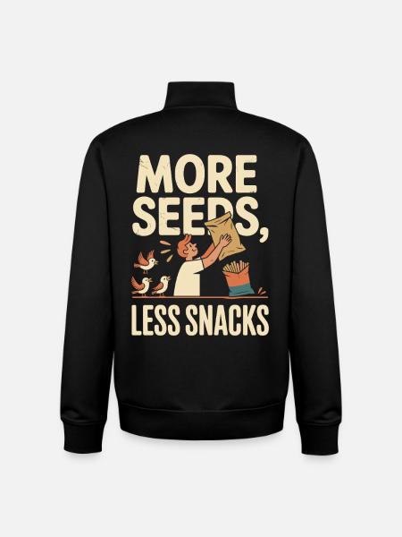 Plus de graines, moins de snacks - Sweat zippé unisexe en coton bio Stanley/Stella - noir