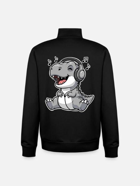 T Rex Musik Hören  - Unisex Organic Zip Sweatshirt von Stanley/Stella - Schwarz