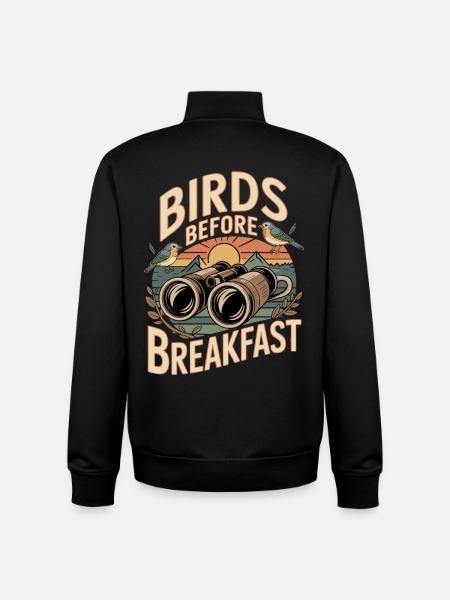 Birds before breakfast - Unisex Organic Zip Sweatshirt by Stanley/Stella - black