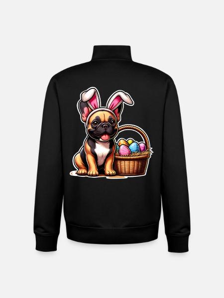 Easter dog with basket and eggs - Unisex Organic Zip Sweatshirt by Stanley/Stella - black