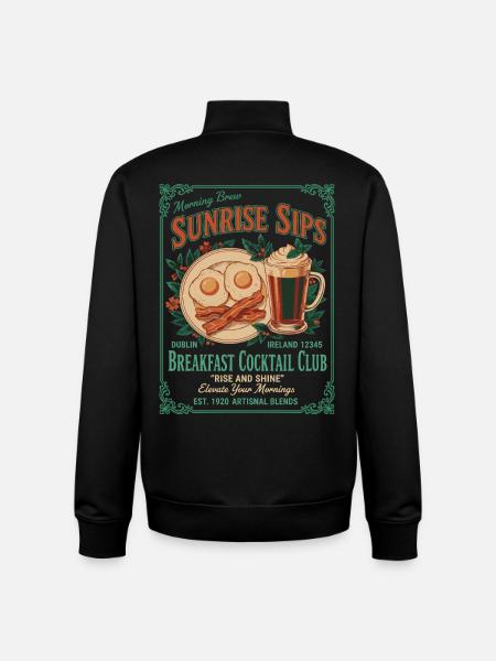 Breakfast Brunch Coffee Pancake Bacon Food - Unisex Organic Zip Sweatshirt by Stanley/Stella - black