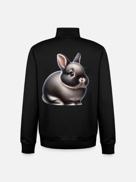 Lapin pygmée - Sweat zippé unisexe en coton bio Stanley/Stella - noir