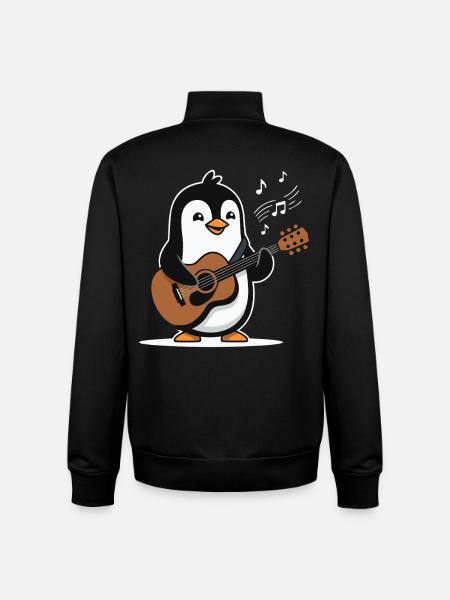 Penguin Guitar Music Funny - Unisex Organic Zip Sweatshirt by Stanley/Stella - black