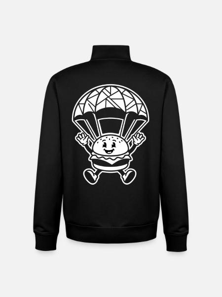 Parachute Burger Skydiving Funny - Unisex Organic Zip Sweatshirt by Stanley/Stella - black