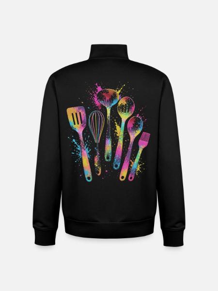 Mehrfarbige Küchenutensilien Splash Art - Unisex Organic Zip Sweatshirt von Stanley/Stella - Schwarz