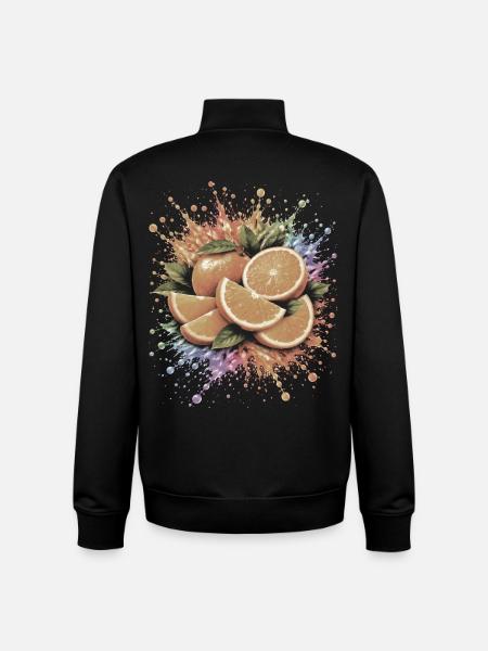 Orangefarbene Zitrusspritzkunst - Unisex Organic Zip Sweatshirt von Stanley/Stella - Schwarz