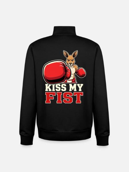 Kiss My Fist – Cheeky Kangaroo Statement - Unisex Organic Zip Sweatshirt by Stanley/Stella - black