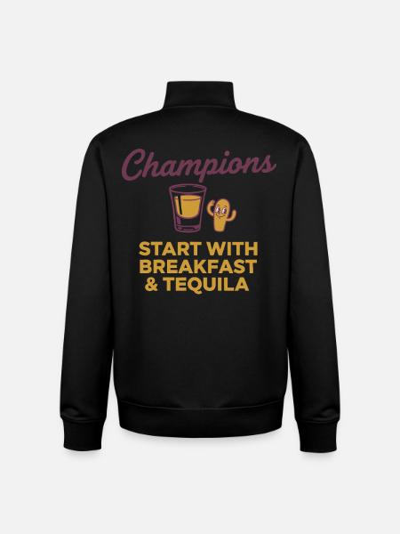 Start With Breakfast And Tequila - Unisex Organic Zip Sweatshirt by Stanley/Stella - black