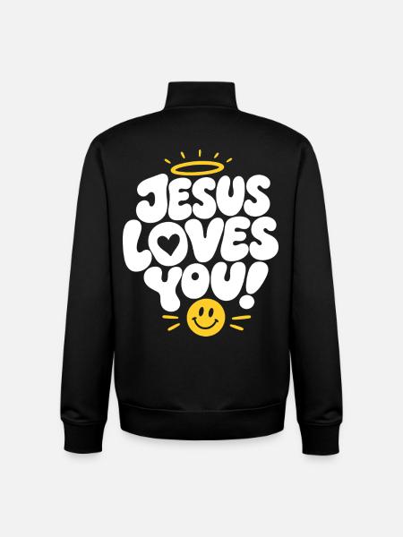 Jésus t’aime Ange Design - Sweat zippé unisexe en coton bio Stanley/Stella - noir