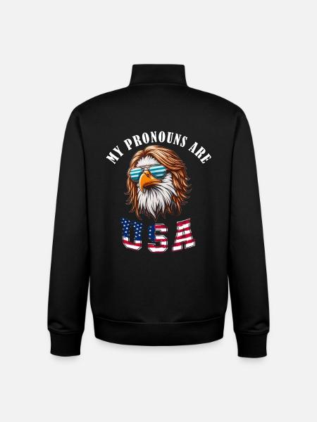 My pronouns are USA - Unisex Organic Zip Sweatshirt by Stanley/Stella - black