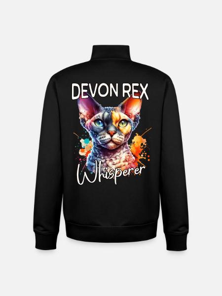 Devon Rex Whisperer - Sweat zippé unisexe en coton bio Stanley/Stella - noir