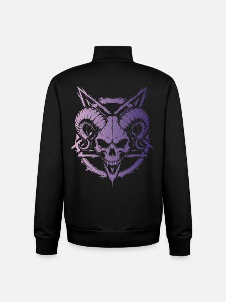 Skull with Horns Skull - Unisex Organic Zip Sweatshirt by Stanley/Stella - black