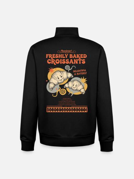 Breakfast Brunch Coffee Freshly Baked Croissants - Unisex Organic Zip Sweatshirt by Stanley/Stella - black