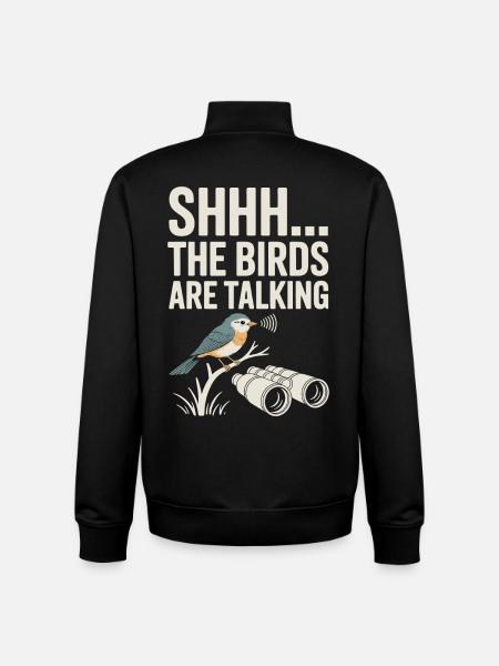 Bird Talk : Chut les oiseaux - Sweat zippé unisexe en coton bio Stanley/Stella - noir