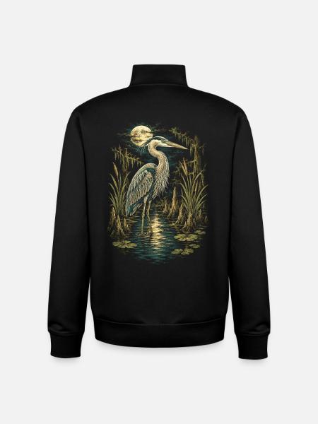 Héron des marais - Sweat zippé unisexe en coton bio Stanley/Stella - noir