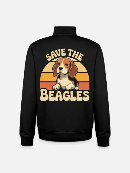Save the Beagles Retro Sunset - Unisex Organic Zip Sweatshirt von Stanley/Stella - Schwarz