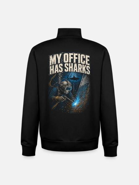 Underwater Welder My Office Has Sharks - Unisex Organic Zip Sweatshirt by Stanley/Stella - black
