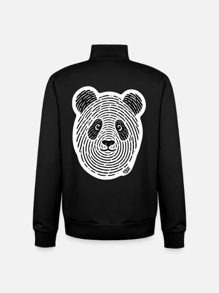 Panda Line Art Monochrome Face - Unisex Organic Zip Sweatshirt by Stanley/Stella - black