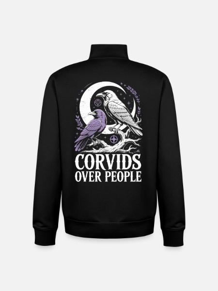 Corvids über Menschen - Unisex Organic Zip Sweatshirt von Stanley/Stella - Schwarz