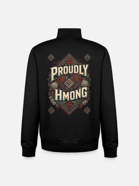 Fièrement Hmong - Sweat zippé unisexe en coton bio Stanley/Stella - noir