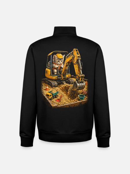 Baggerfahrer Babykatze Katze - Unisex Organic Zip Sweatshirt von Stanley/Stella - Schwarz