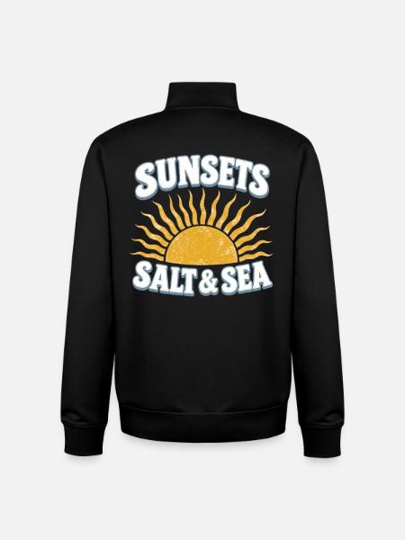 Sunset Salt & Sea with Sun Sunset - Unisex Organic Zip Sweatshirt by Stanley/Stella - black