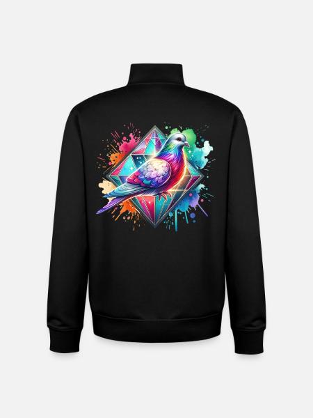 Motif de colombe diamantée - Sweat zippé unisexe en coton bio Stanley/Stella - noir