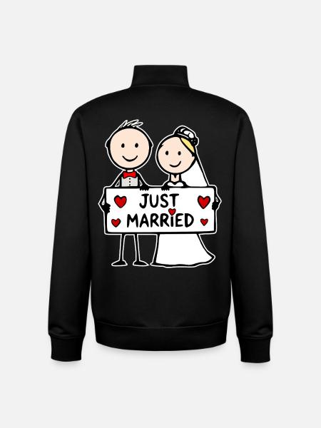 Hochzeitspaar Cartoon just married - Unisex Organic Zip Sweatshirt von Stanley/Stella - Schwarz