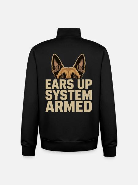 Ears Up System Armed Belgian Malinois - Unisex Organic Zip Sweatshirt by Stanley/Stella - black