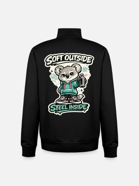 Soft Outside, Steel Inside – Koala Streetart - Unisex Organic Zip Sweatshirt by Stanley/Stella - black