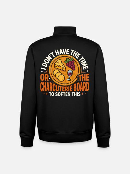 Time Crunch Charcuterie Humor - Unisex Organic Zip Sweatshirt by Stanley/Stella - black