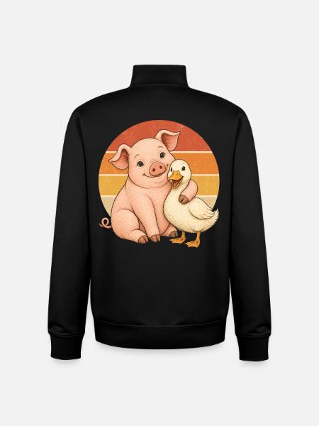 Cochon et canard - Sweat zippé unisexe en coton bio Stanley/Stella - noir