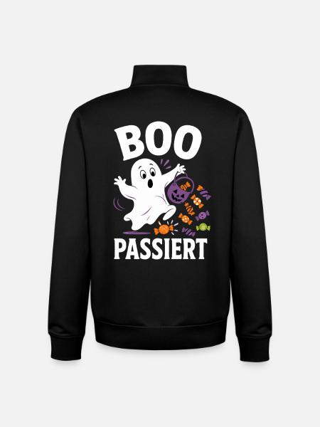 Boo Happens – Halloween Ghost with Candy - Unisex Organic Zip Sweatshirt by Stanley/Stella - black