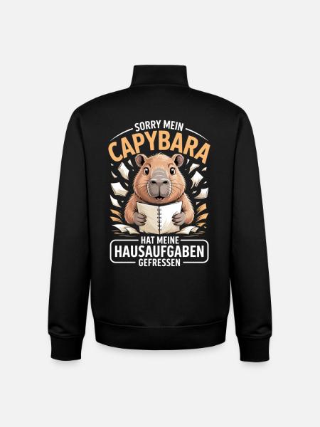 Capybara Hausaufgaben - Unisex Organic Zip Sweatshirt von Stanley/Stella - Schwarz
