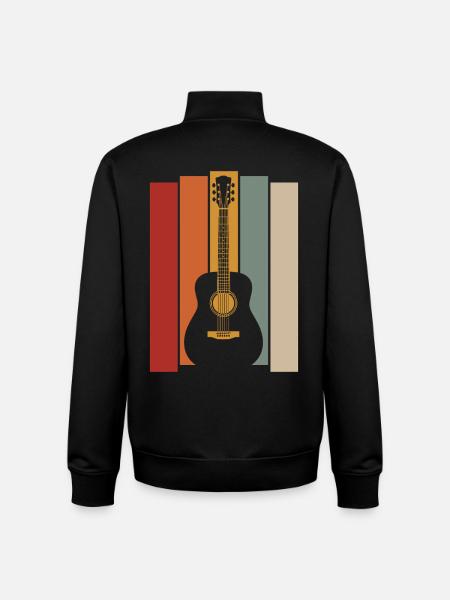 Retro Guitar Graphic - Musician Guitarist - Unisex Organic Zip Sweatshirt by Stanley/Stella - black