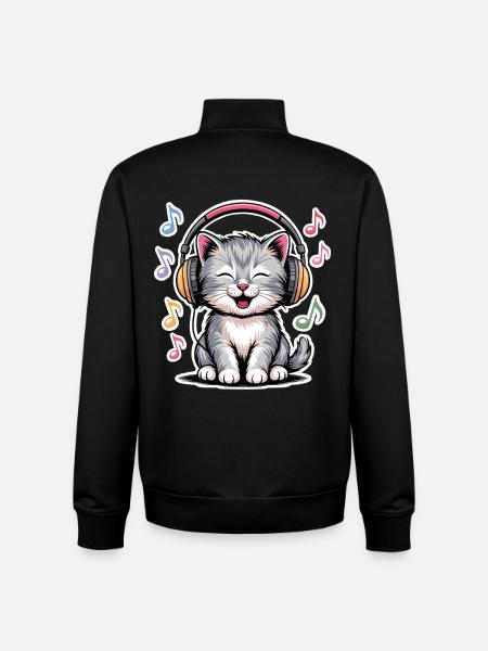 Musik Katze - Unisex Organic Zip Sweatshirt von Stanley/Stella - Schwarz