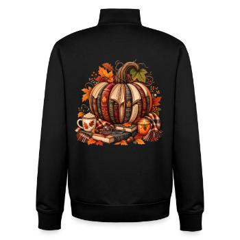 Bücher Kürbis | Herbst Lesen Cozy Book Lover - Unisex Organic Zip Sweatshirt von Stanley/Stella - Schwarz - Hinten - AI Model Male 185 light (185cm)