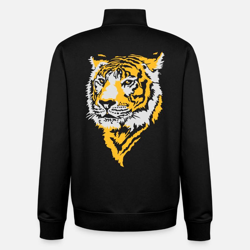 Tête de tigre flex - Sweat zippé unisexe en coton bio Stanley/Stella - noir